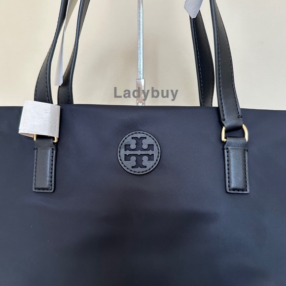 ❇️NWT Tory Burch Ella Nylon Tote Large Travel Shoulder Bag  In Black - Picture 3 of 8